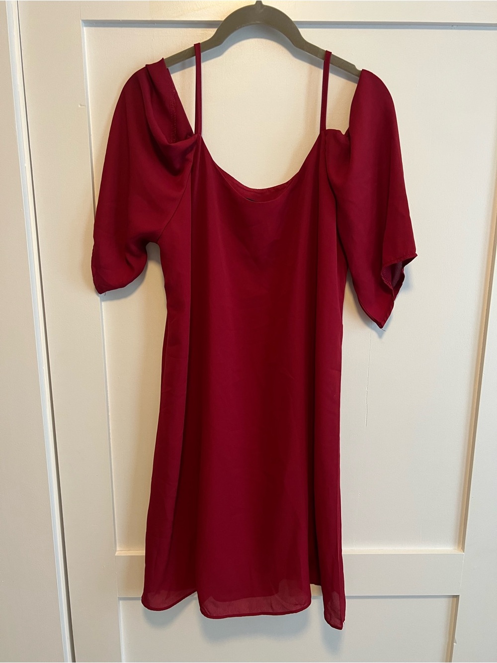 Women's Mini Dress - Burgundy Off-Shoulder